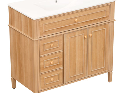 Bathroom Vanity With Sink, 3 Drawers & 2 Doors