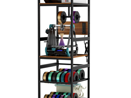3D Printer Stand With Filament Storage, T-Type Holder, Built In Power Panelб Open Frame Printer Workstation - Black