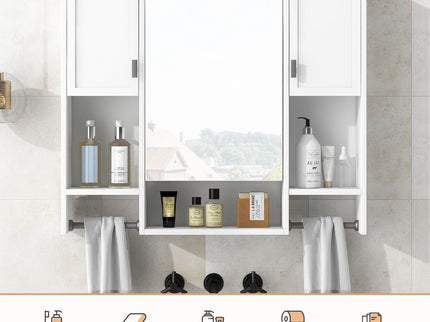Wall Mounted Bathroom Storage Cabinet With Mirror, Medicine Cabinet With Towel Bar