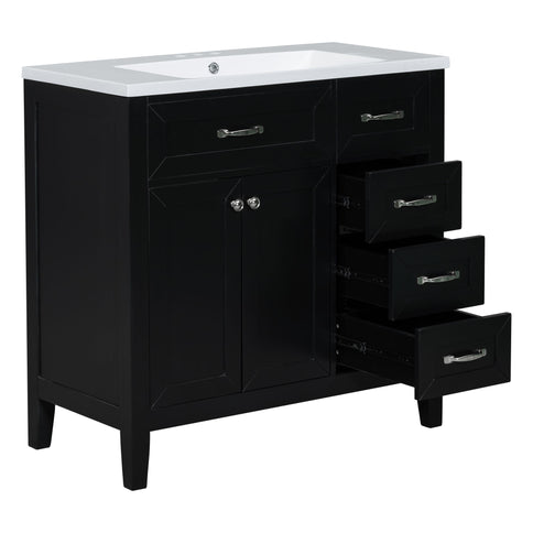 Modern Bathroom Vanity With Sink, Freestanding With Drawers And Doors