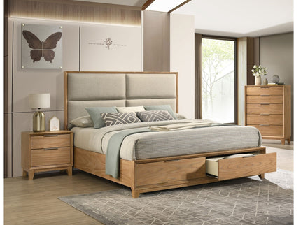 1 Piece 5 Drawer Tall Chest Bedroom Furniture - Natural Wood