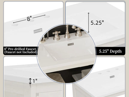 Vintage Farmhouse Bathroom Vanity With Ceramic Sink