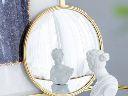 Round Mirror, Circle Mirror With Iron Frame For Living Room Bedroom Vanity Entryway Hallway