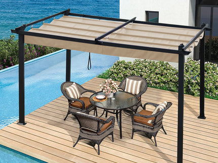 Replacement Canopy Top Cover Fabric For Outdoor Patio Retractable Pergola Sun-Shelter Canopy