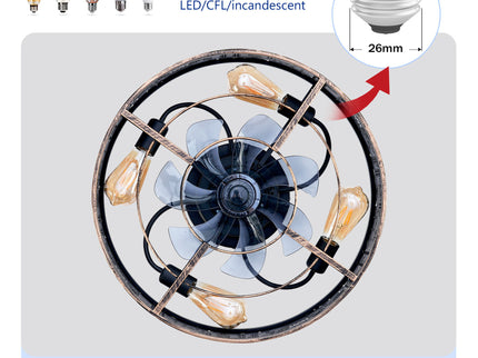 20" Iron Art Ceiling Fans With Remote, Flush Mount Ceiling Fan With 6 Speeds Reversible Motor, Not Included Bulbs - Blush / Gold / Bronze