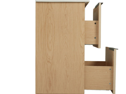 Fluted Bathroom Vanity With Ceramic Sink, Soft Close Slides