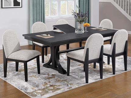 Rectangle Dining Table With Butterfly Leaf, Trestle Base - Charcoal