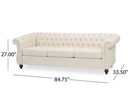Chesterfield Style 3 Seater Sofa With Deep Button Tufting