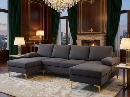 U - Shaped Sectional Sofa With Double Chaise