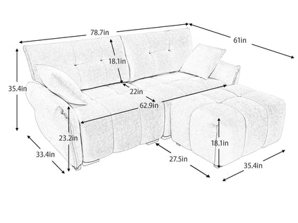 Sofa Set With Ottoman And Pillows, Textured, High Resilience Cushions