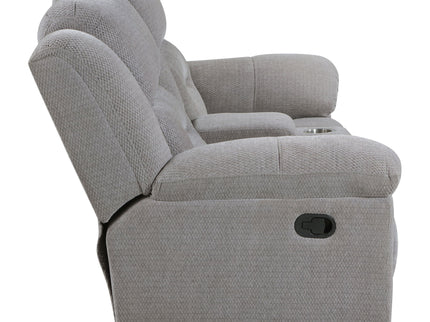Sebring - Upholstered Manual Reclining Loveseat With Center Storage Console - Gray