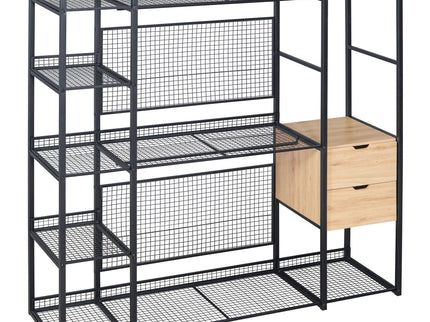 Open Style Wardrobe With Hanging Rails, Shelves And Drawers