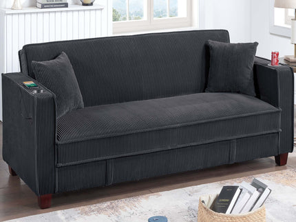 Modern Convertible Sofa With Hidden Storage USB Port, Cup Holder