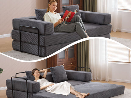 Floor Couch, Convertible Floor Sofa Bed With Pillow Back Support Armrest