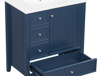 Modern Bathroom Vanity With Sink, 1 Cabinet & 3 Drawers