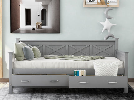 Modern Daybed With 2 Large Drawers, X Shaped Frame