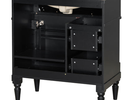 Modern Bathroom Vanity With Sink, Freestanding Cabinet With Flip Drawer & Adjustable Shelf