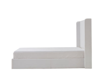 Carmen - King Size Upholstered Wingback Bed - White