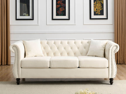 Chesterfield Sofa With Rolled Arms And Nailhead Trim