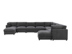 Dark Gray / 3 Pc. L-Shape Sectional Sofa, 2 Ottomans