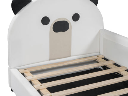 Upholstered Daybed With Bear Shaped Headboard, Hydraulic System And Breathable Fence