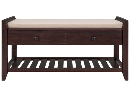 Multipurpose Entryway Shoe Rack With Cushioned Seat And Drawers