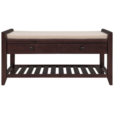 Multipurpose Entryway Shoe Rack With Cushioned Seat And Drawers