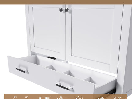 42" Bathroom Vanity Base With Doors And Drawer - White