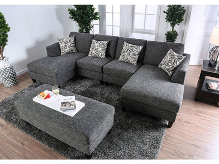 Ottoman With Plush Seat Living Room Furniture - Gray