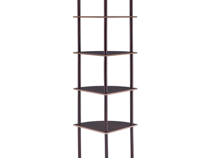Corner Bookcase With 5 Shelves, Compact Design For Living Room - Cappuccino
