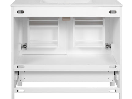 Bathroom Vanity With Sink, Soft Close Doors, Double Shelves & Divided Drawer
