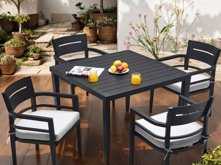 Outdoor Patio Dining Table With Tapered Feet & Umbrella Hole