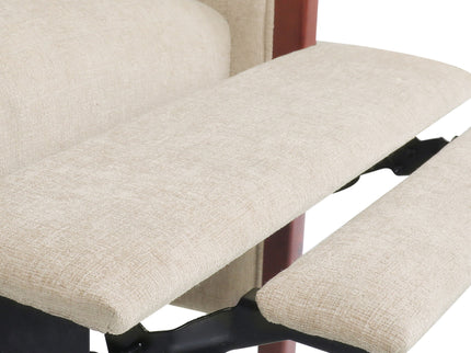 Mid Century Modern Fabric Channel Stitch Wood Pushback Recliner