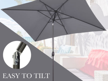 Rectangular Patio Umbrella With Crank Tilt, Polyester UV-Resistant Canopy