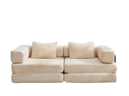 Convertible Floor Sofa Bed With Pillow Back Support Armrest