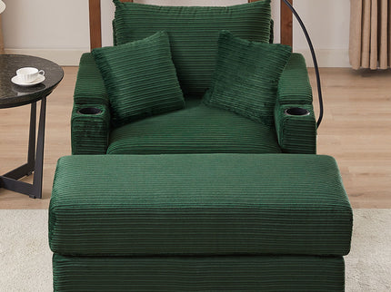 Modern Style Loveseat Sofa Sectional Sofa Couch With Storage Space, A Movable Ottoman, Two USB Ports, Two Cup Holders, A Phone Holder For Living Room