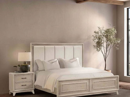 3 Piece Bedroom Set With Padded Headboard, 2 Nightstands
