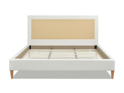 Haley - Upholstered Cane Back Platform Bed