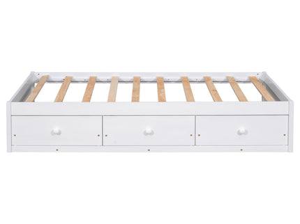 Twin Size Platform Storage Bed With 3 Drawers - White