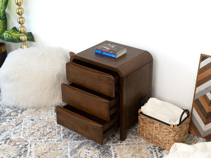 Lionel - Nightstand 3 Drawer Bed Side Table - Brown