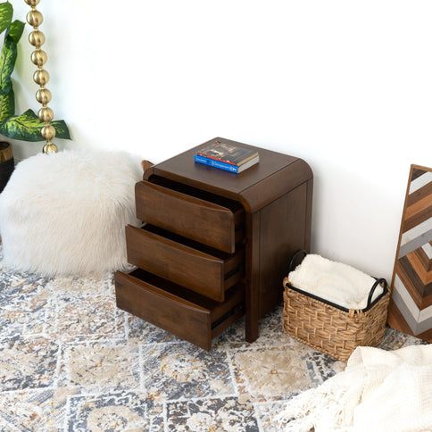 Lionel - Nightstand 3 Drawer Bed Side Table - Brown
