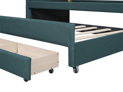 Upholstered Simple Design Daybed With Trundle And 3 Drawers