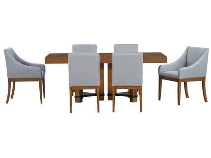 Topmax - 7 Piece Rustic Extendable Dining Table Set With Removable Leaf, 2 Arm Chairs And 4 Armless Chairs
