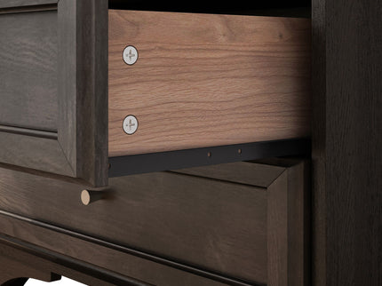 Glass Door Display Case With 2 Drawers And Adjustable Shelf