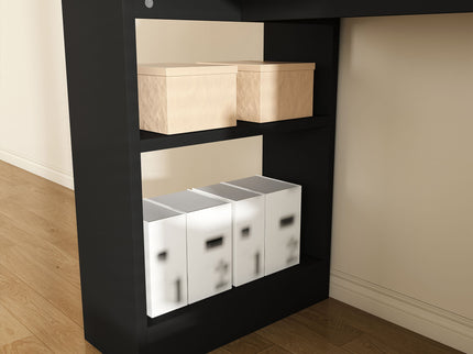 Computer Desk With 4 In 1 Socket & 3 Drawers, 4 Tier Shelves