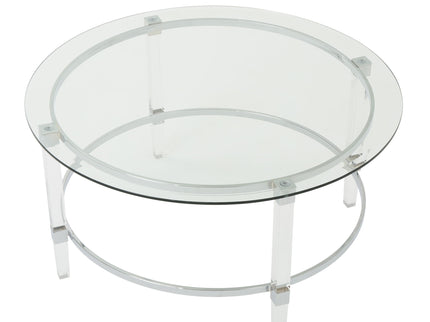 Tempered Glass Round Coffee Table With Four Legs - Clear