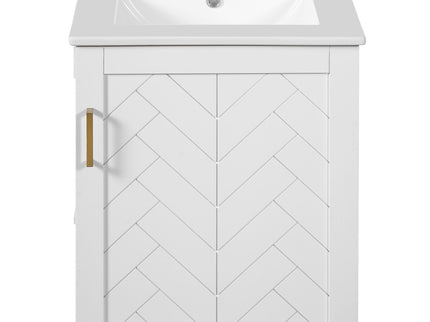 Modern Wall Mounted Bathroom Cabinet With Side Shelf And Ceramic Sink
