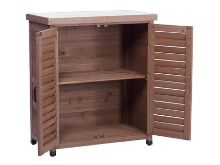 Potting Bench With Storage Cabinet And Metal Table Top For Outdoor