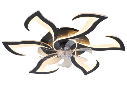 Flower Ceiling Fan With LED Dimmable Light, Flush Mount Ceiling Fan With Remote Control, Low Profile Design, 6 Speeds, Timing Function
