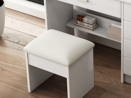 Fashion Vanity Desk With Mirror And Lights For Makeup, 5 Drawers, Adjustable Lighting - White